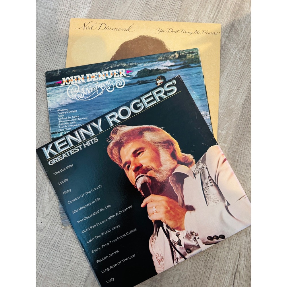Vintage Vinyl Record Lot Neil Diamond John Denver Kenny Rogers 70-80s PopCountry